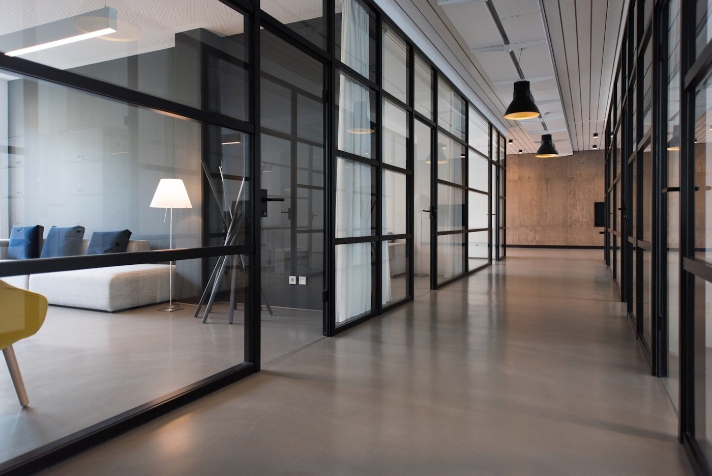 Commercial office environment representing completed passive fire protection project work